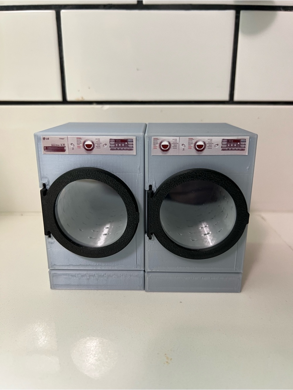 Miniature Doll House Modern Front-Load Washer & Dryer Playset